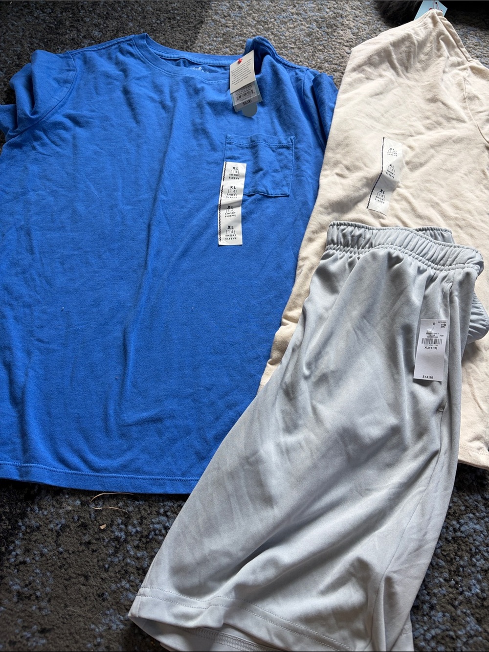 Cat & Jack Royal Blue Tee - Simple Pocket Top cream tee and old navy shorts new